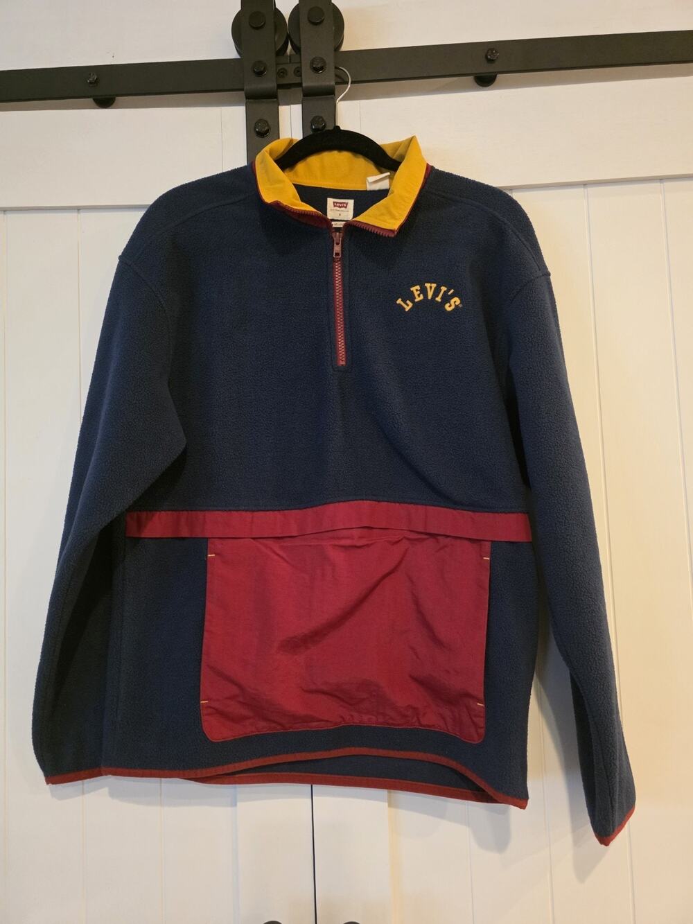 Levi's Men’s Color Block Quarter Zip Anorak Fleece Sweatshirt Long Sleeve Size S